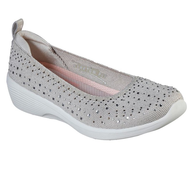 Skechers Dam Beige Platta Skor - Arya - Gleam It Up - Sverige (LDYMI-0863)